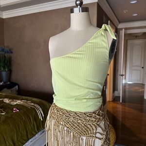 Asymmetrical Crop Top Great Condition Lime Green Size Small